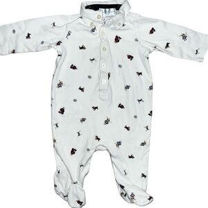 Ralph Lauren Polo Sleeper Onesie Ski Bear Button Front Size 3 Months